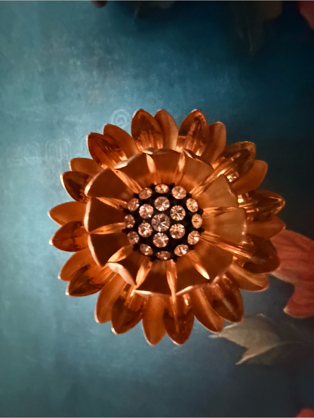 Gold Floral Enamel Brooch.